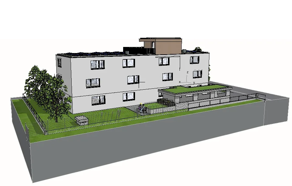 Rendering Perspektive 05 — Wohnanlage Holzackergasse 35, Detailansicht